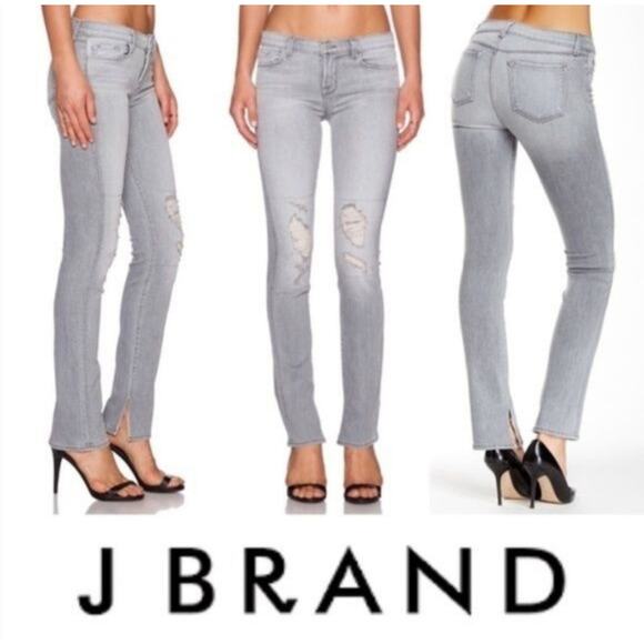 J BRAND Mid Rise RAIL Woman Distressed In Sweet Gray Wash Jeans Size 27 - Picture 1 of 7
